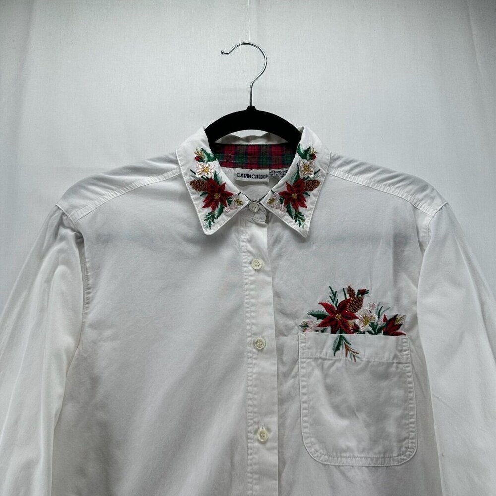 Cabin Creek Vintage Shirt Womens Sz M Long Sleeves Embroidered Button Up White - Picture 3 of 12